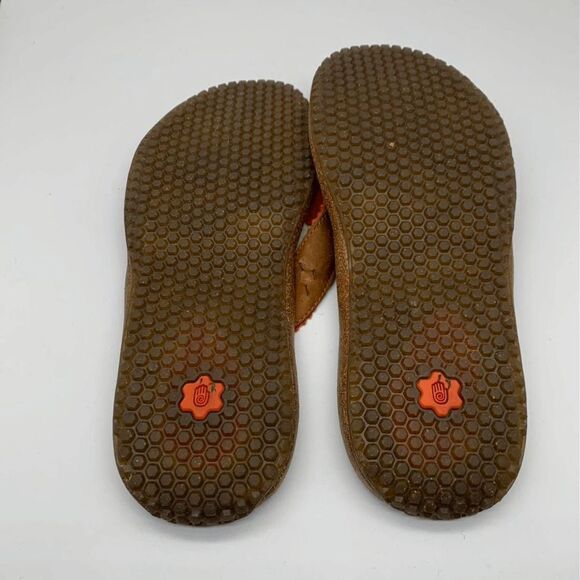 Teva Flip Flop Upper‎ Leather Women's Brown Orange Sandals Size 9.5 - Picture 5 of 5